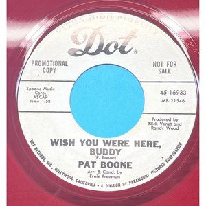 Pat Boone Wish You Were Here Buddy / Jimmie Rodgers Love Me 45 Red Vinyl Promo